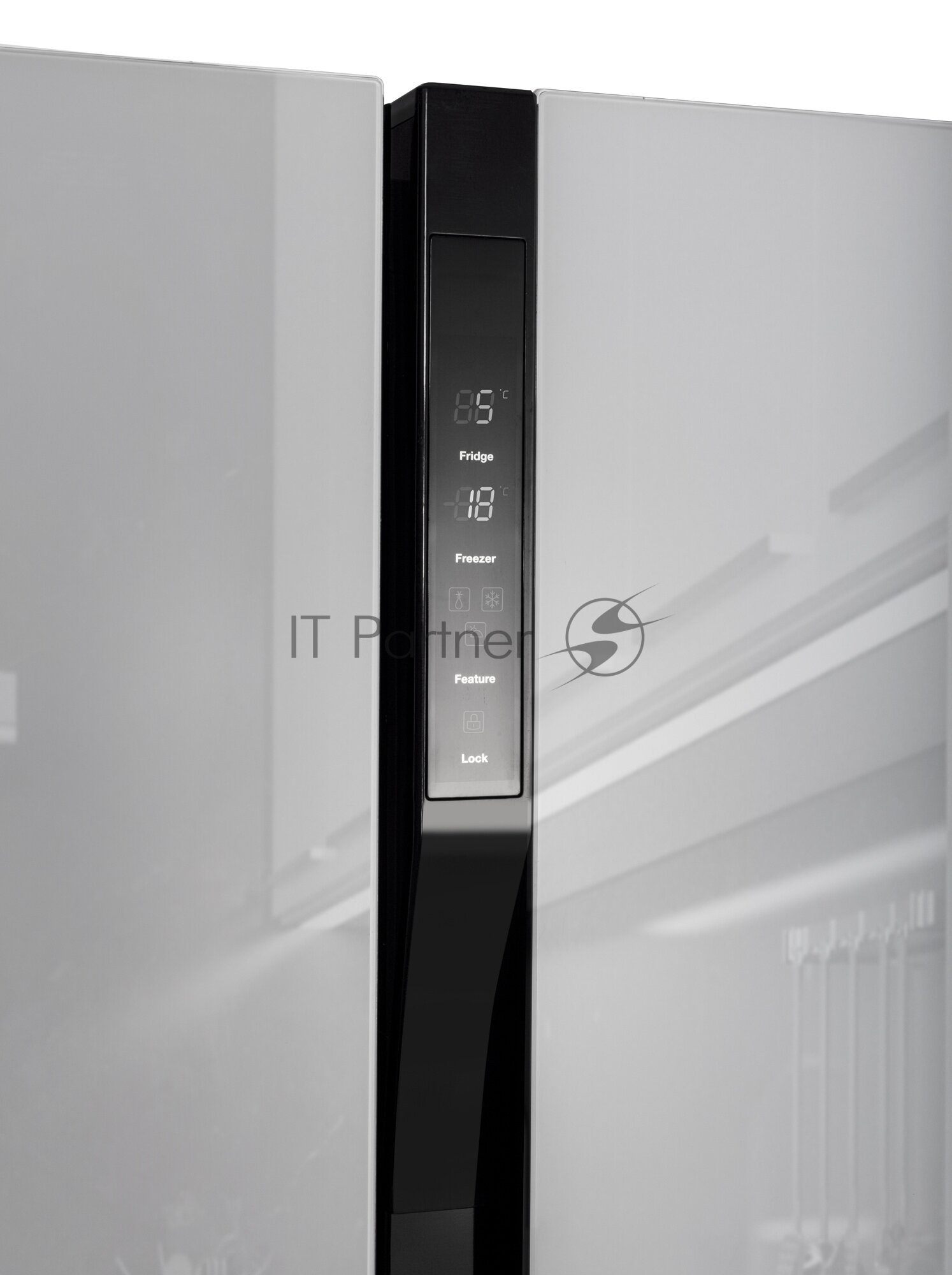 Холодильник HYUNDAI CS5003F, двухкамерный, белое стекло - фото №4