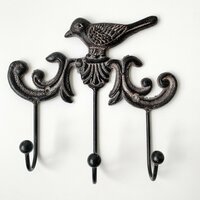 Вешалка на три крючка, птица, металл, 19см