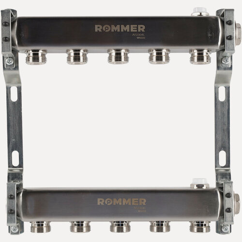 Изображение товара Коллектор из нержавеющей стали для радиаторной разводки 5 вых. ROMMER RMS-4401-000005