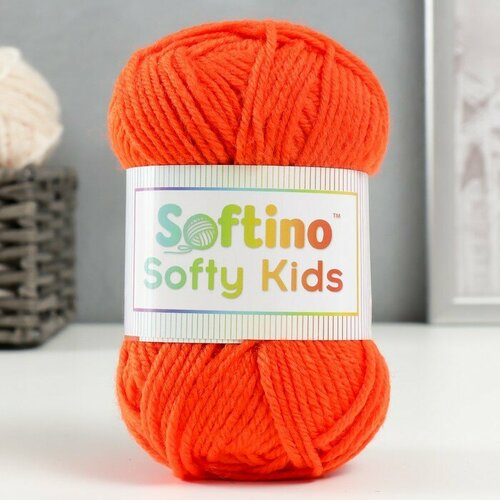 Пряжа 100% акрил Softy Kids 90м ±5м 50 гр цвет 08 яркий оранж