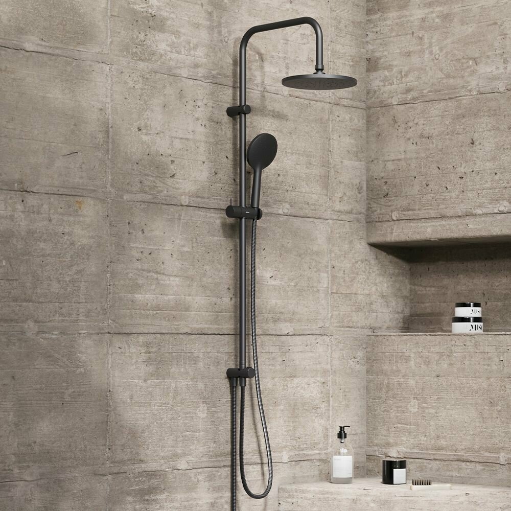 фото 977000300 Jupiter, душ. система: верхн. душ 225 мм, ручн. душ 1 ф-ция 120 мм, штанга 1010 мм , черный