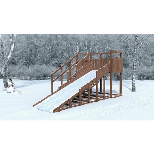 Зимняя деревянная горка CustWood Winter W5 (лестница сбоку, скат 4,3 м)