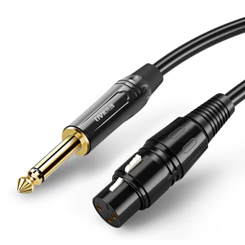 Кабель JACK 6.35(Mono) - XLR 3pin (F) 8m, черный кабель xlr f jack 6 3 мм m ts моно ugreen черный 5 метров