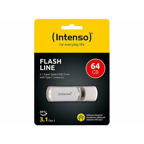 Флеш-накопитель (Intenso) Flash Line USB-C 3.1 Gen 1 64 GB (Germany) флеш накопитель intenso flash line usb c 3 1 gen 1 128 gb germany