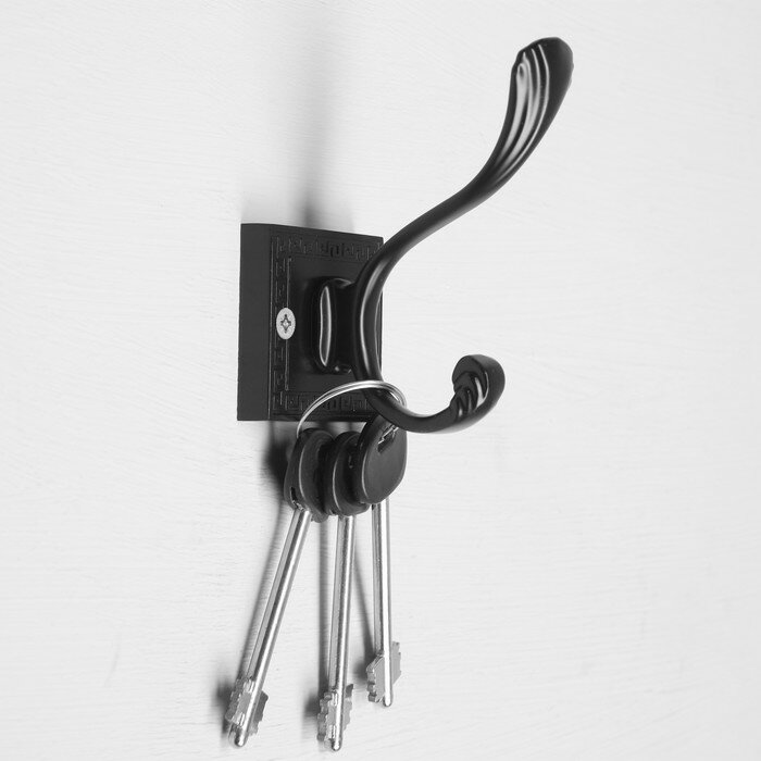 Крючок мебельный KMC008BL CAPPIO, двухрожковый, цвет черный - фотография № 3