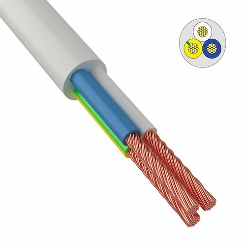 Провод соединительный ПВС 3х25 мм 1 метр белый ГОСТ 7399-97 351₽