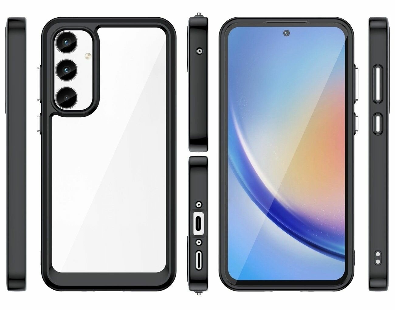 Чехол на Samsung Galaxy A55 5G пластиковый с силиконовой окантовкой чёрный — фото 1