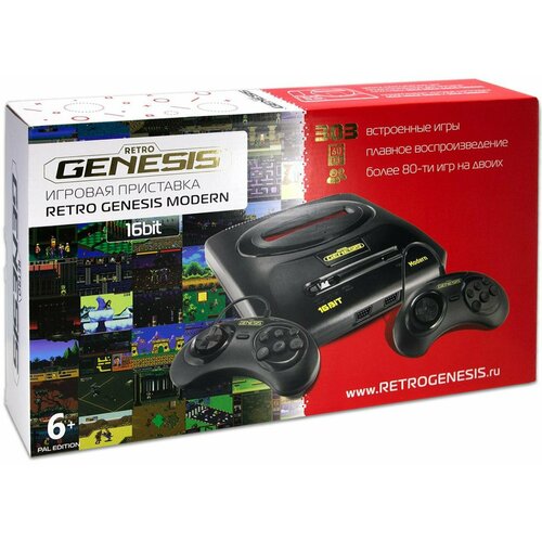 Игровая приставка 16 bit Sega Retro Genesis Modern DN-05b 303 в 1 303 встроенных игр 2 геймпада Черная 3968₽