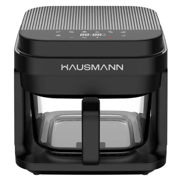 Аэрогриль Hausmann HAG-7070B, черный, 1200Вт, стеклянная чаша 5.5л, сенсорное управление — фото 1