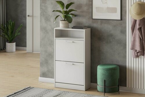 Изображение товара Обувница "Токио", ЛДСП, откидные дверцы, белая, 58х24,60х102,10 см