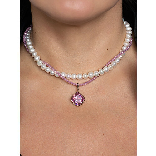 фото Чокер jewelry a vento, фианит, жемчуг пресноводный культивированный, циркон, длина 35.6 см, розовый, белый
