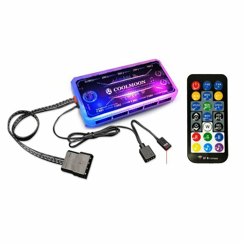 Контроллер вентилятора RGB, корпус для компьютера с дистанционным управлением 12 см, охлаждающий корпус для ПК, 12 В, бесшумный вентилятор-концентратор для подключения/синхронизации с материнской платой