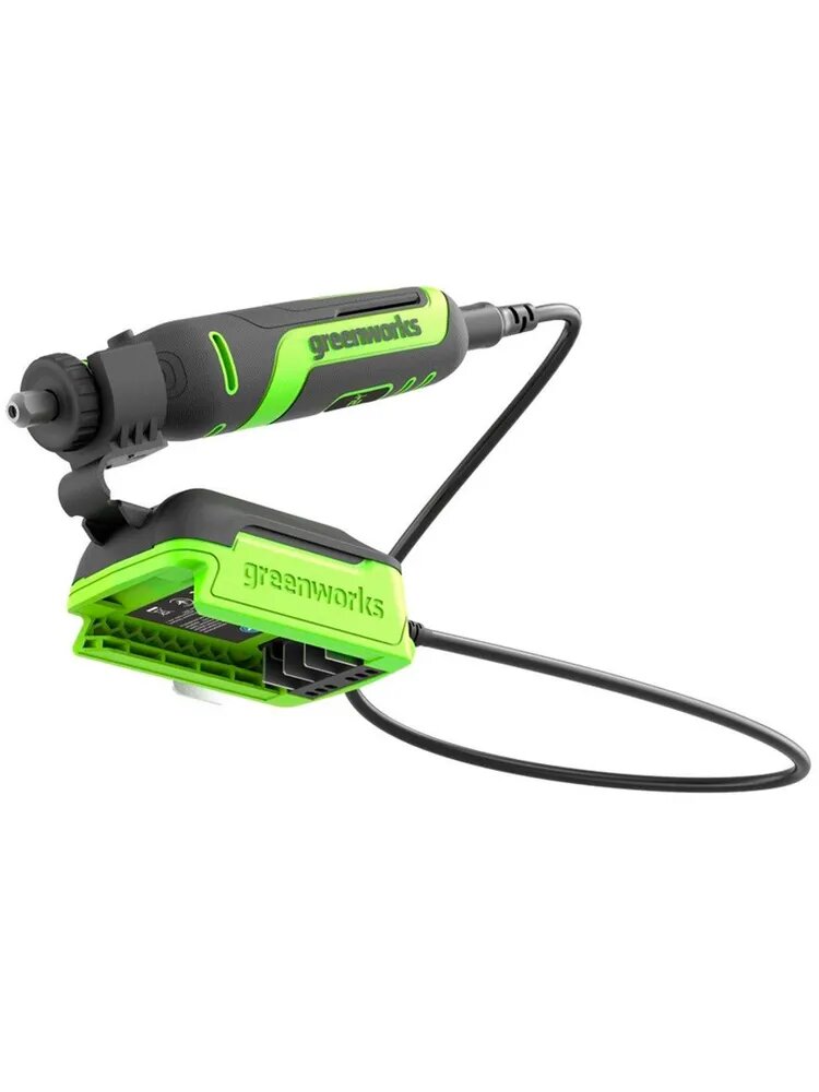 Гравёр аккумуляторный Greenworks G24RT 24V, бесщеточный, комплект АКБ 4 Ач + быстрое ЗУ + принадлежности 52 шт.