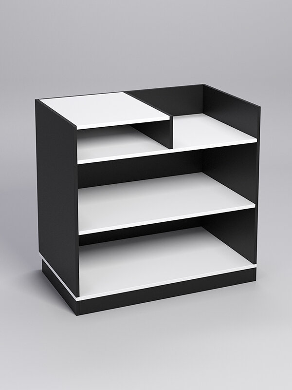 Прилавок под кассу "торговый" №3 Черный полки белые. Производитель товара - компания Westcom.