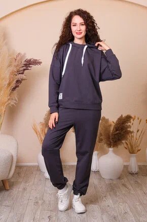 Костюм спортивный  Женский спортивный костюм, размер L, темно-серый — фото 1