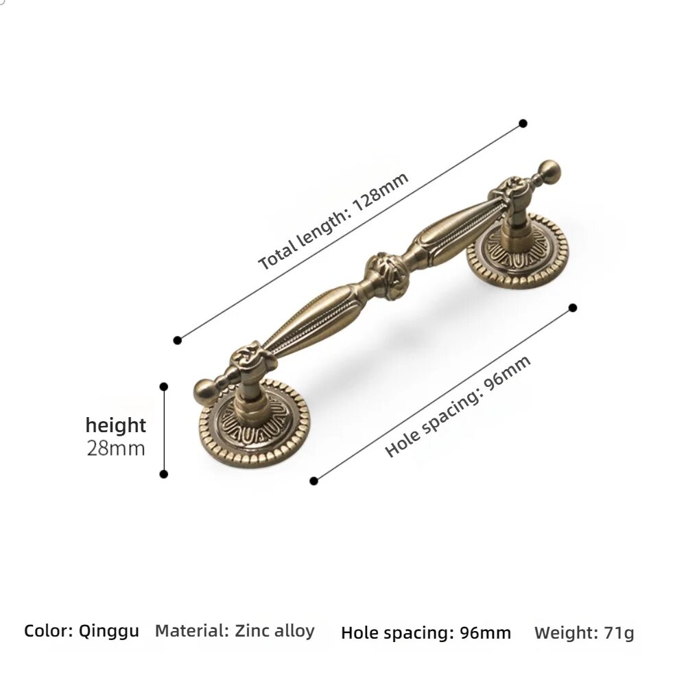 Античная бронзовая ручка для шкафа Qinggu-128mm