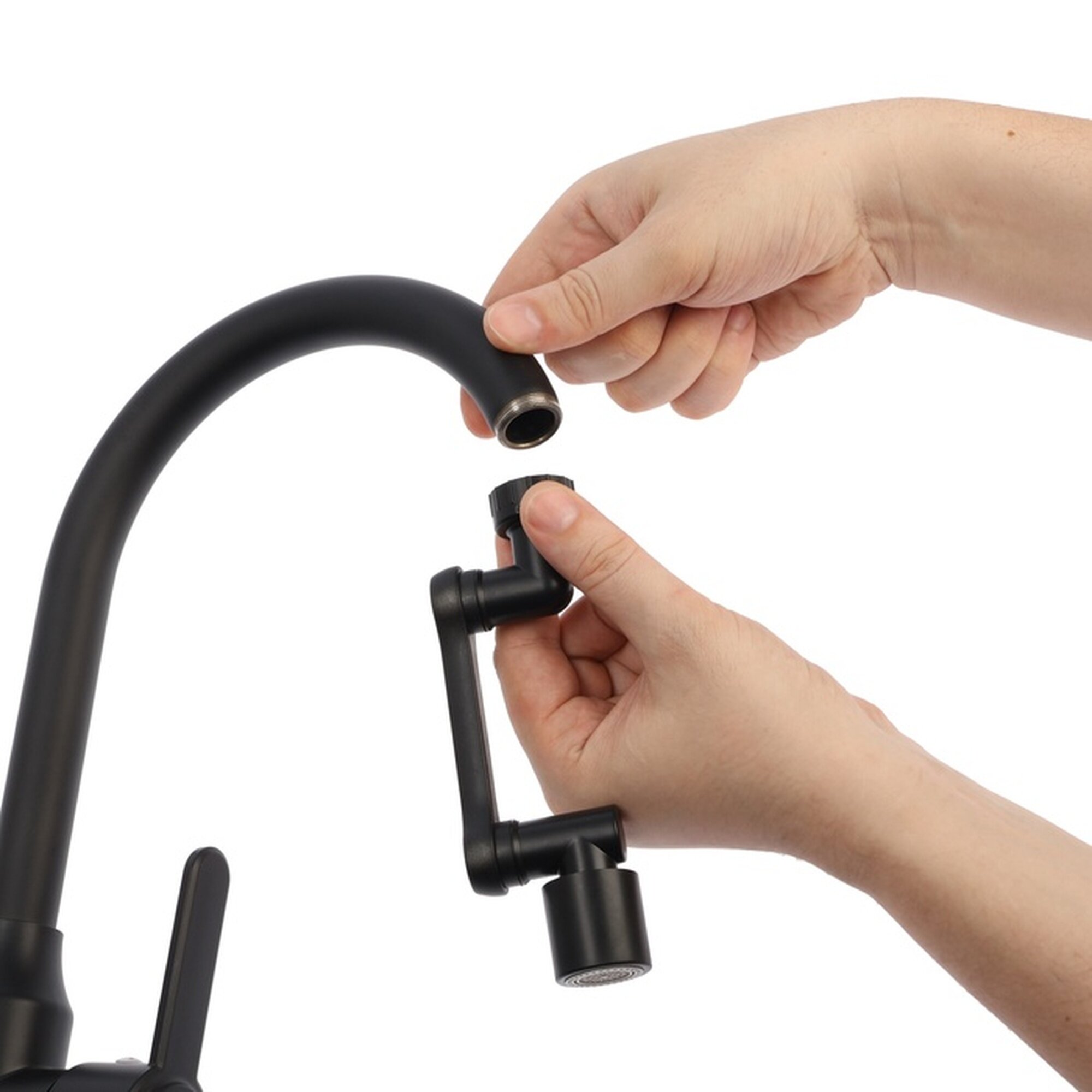 Изображение Аэратор ZEIN Z3631, поворотный, регулируемый, угловой, 2 режима, черный 9931947