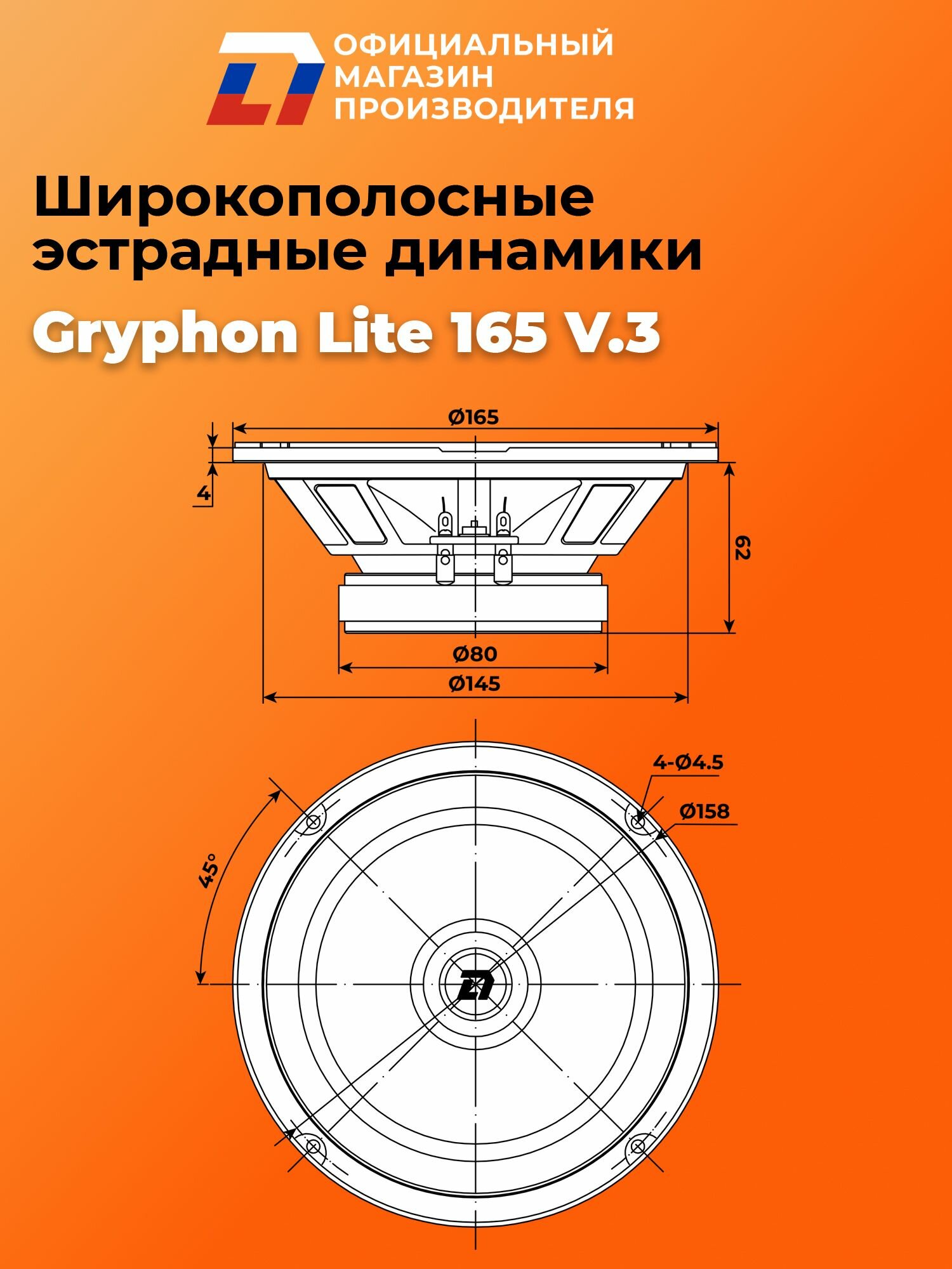 Динамики автомобильные широкополосные 16 см DL Audio Gryphon Lite 165 V.3 пара — фото 1