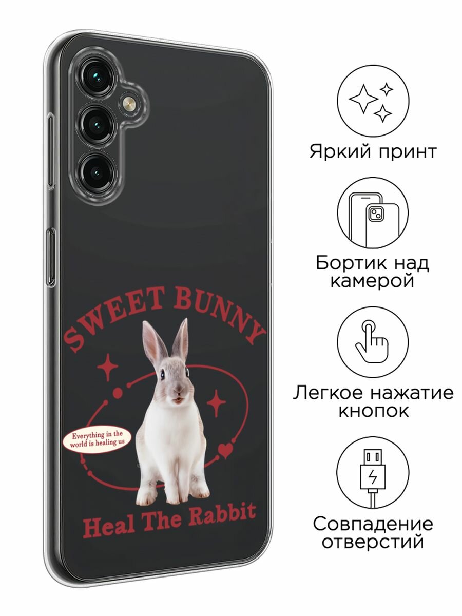 Чехол на Samsung Galaxy A14 4G / Галакси A14 4G с принтом "Heal the rabbit", прозрачный — фото 1
