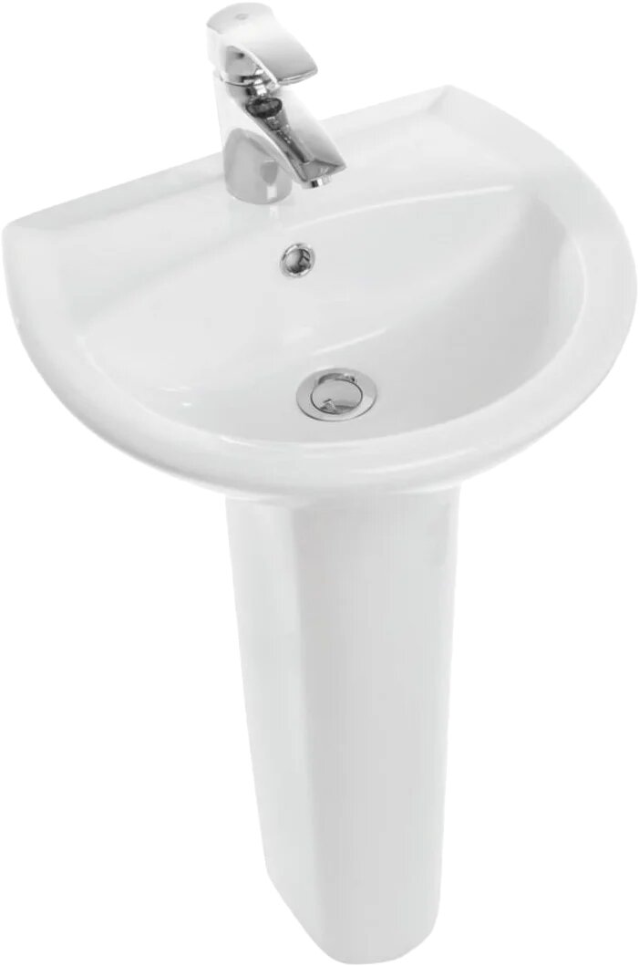 Раковина Sanita Аттика 48 с пьедесталом 47 5 см фарфоровая раковина для ванной белая полукруглая со сливом-переливом