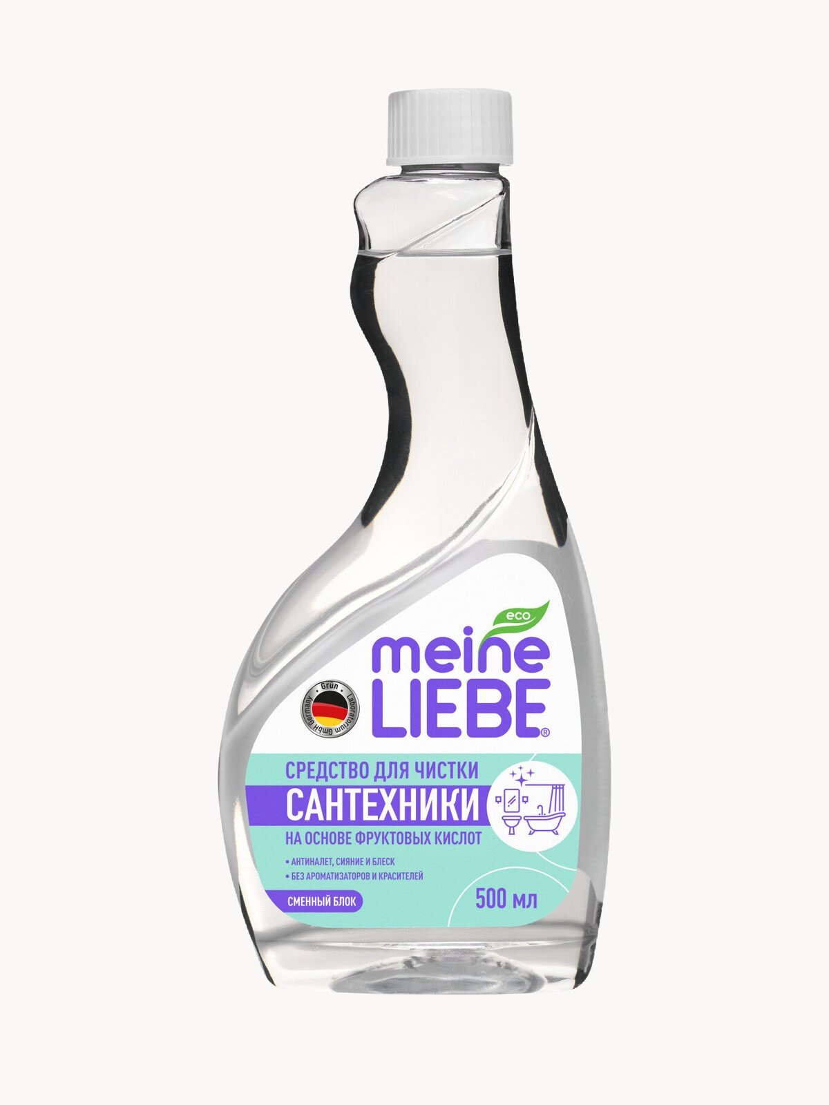 Чистящее средство MEINE LIEBE для сантехники без хлора на основе фруктовых кислот экологичное сменный блок 500мл