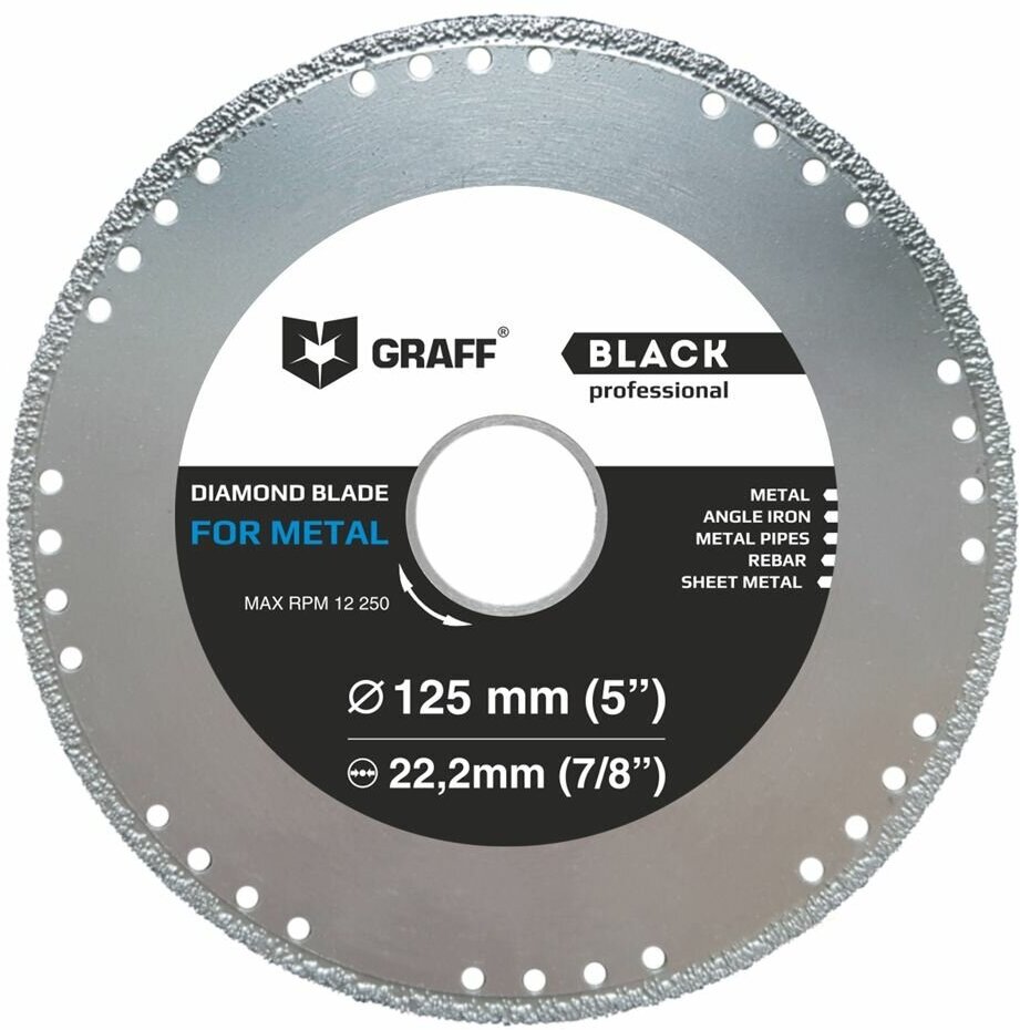 Отрезной алмазный диск по металлу 125 мм GRAFF Black для УШМ (болгарки)