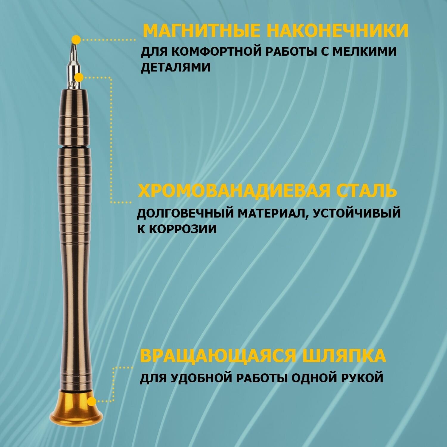 Отвертка с набором бит для точечных работ в чехле (25 предметов)