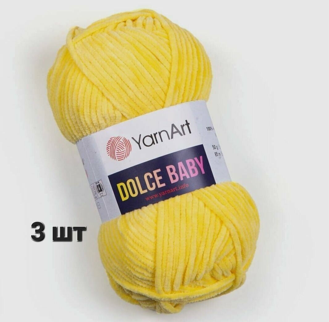 Пряжа YarnArt Dolce baby Лимонный (761) 3 мотка 50 г/85 м (100% микрополиэстер) ярнарт дольче беби