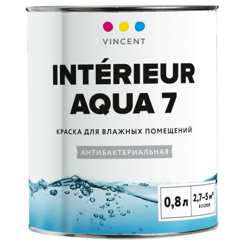 Краска водно-дисперсионная VINCENT Interieur Aqua 7 полуматовая белый 0.8 л vincent interieur aqua 7 полуматовая белый 9 л