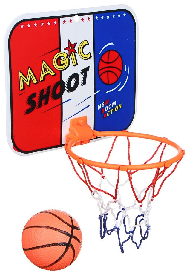 Набор для игры в баскетбол детский (корзина 23*18см +2 мяча) пластик, ПВХ