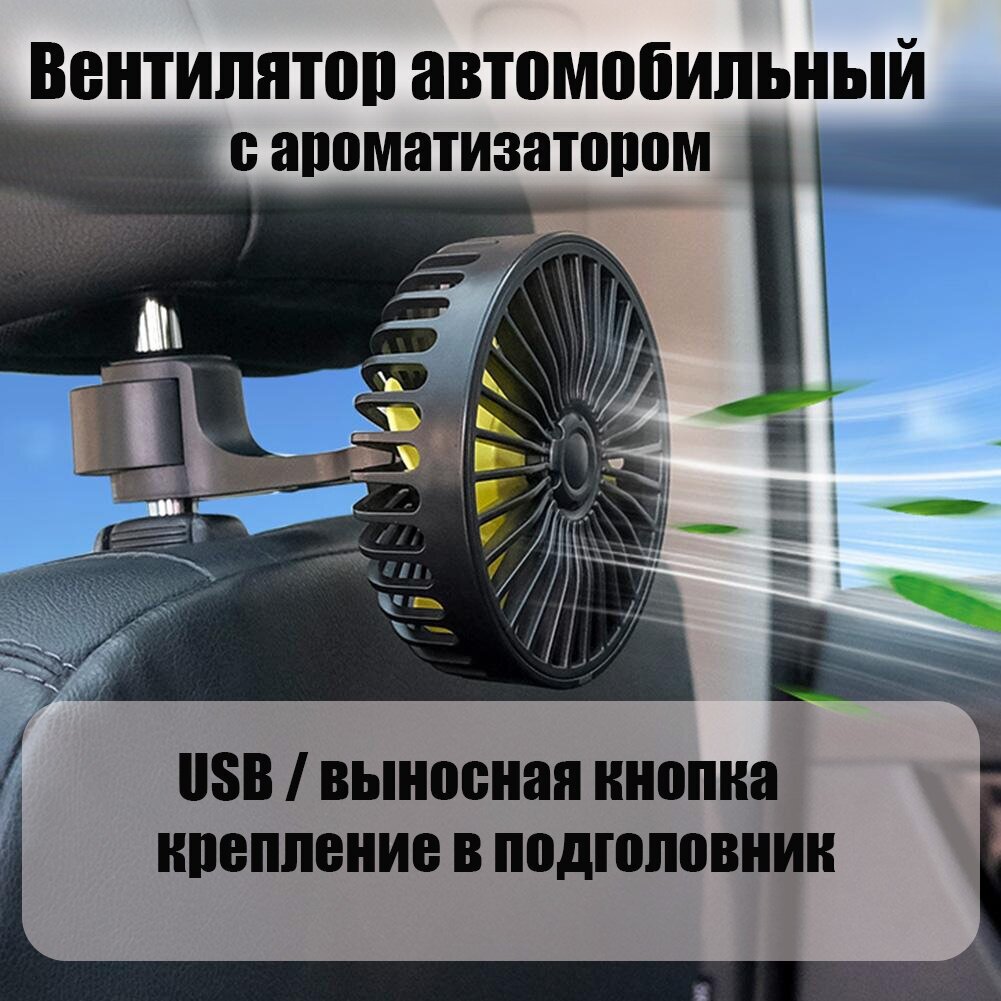 Вентилятор автомобильный Rear Seat Fan F407 USB с ароматизатором 3 скорости - фотография № 1