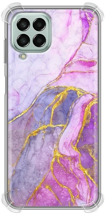 Дизайнерский силиконовый с усиленными углами чехол для Самсунг Гэлакси М33 5Ж / Samsung Galaxy M33 5G Мрамор розовый