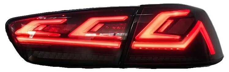 фото Задние фонари Мицубиси Лансер 2007-2017, комплект: Л+П, темные, динамичный поворотник, арт: MF-TL-000392