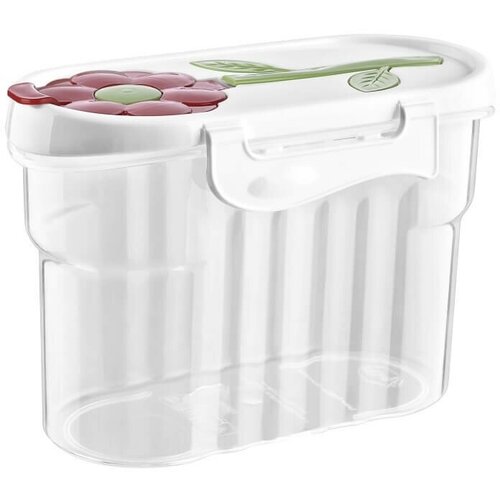Пластиковый контейнер для хранения сыпучих продуктов, Papatya 1,2 л, TITIZ, с узором красного цвета