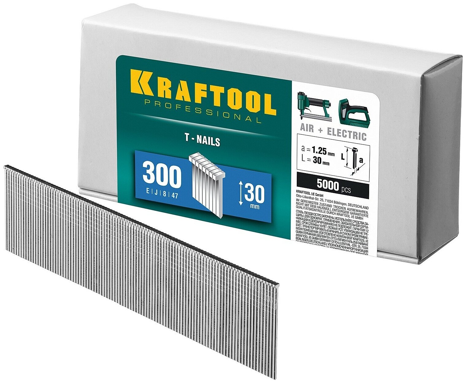 KRAFTOOL тип 18GA (47/300/F) 30 мм, 5000 шт, гвозди для нейлера (31785-30)