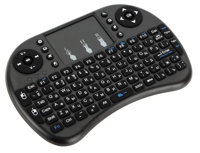 Клавиатура мини беспроводная и мышь с тачпадом i8b для телевизора, ТВ-приставки, проектора, ПК (черный)