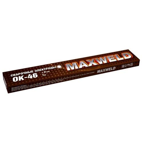 Электрод для ручной дуговой сварки Maxweld ОК-46, 2 мм, 1 кг электрод для ручной дуговой сварки maxweld ок 46 2 5 мм 1 кг