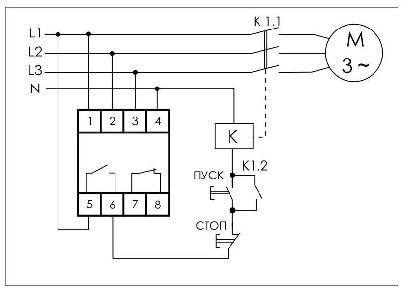 Реле контроля наличия и чередования фаз CKF-BT (монтаж на DIN-рейке 35мм; микропроцессорный; регулировка порога отключения и времени отключения; контроль верхнего и нижнего значений напряжения; 3х400/ - фотография № 3