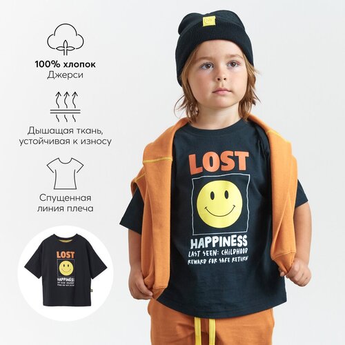 фото Футболка happy baby, размер 110-116, черный