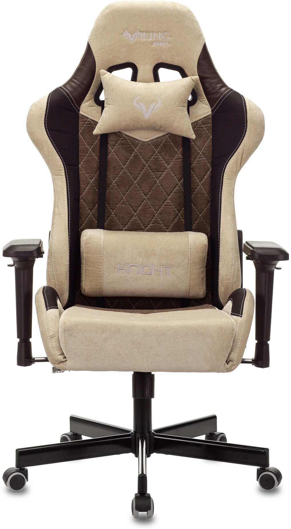 Кресло игровое Zombie VIKING 7 KNIGHT Fabric коричневый/бежевый текстиль/эко. кожа с подголов. крестовина металл