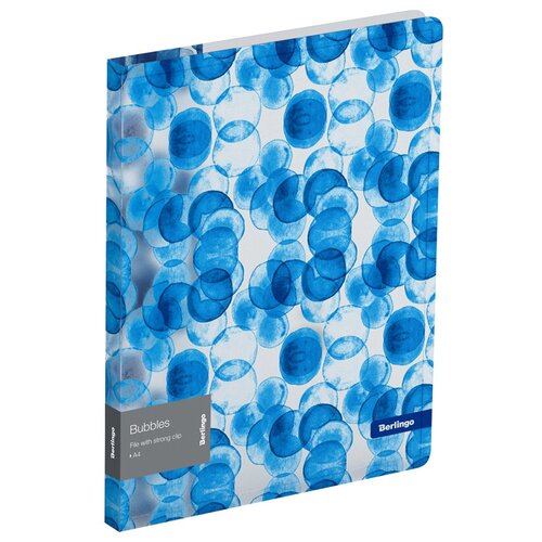 фото Berlingo папка с зажимом bubbles а4, пластик голубой/бесцветный