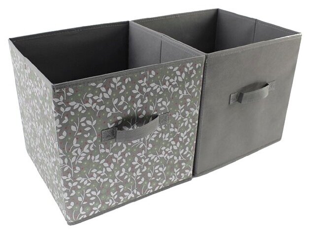 коробка-куб органайзер для хранения (2 шт.с ручками) -31х31х31-GRAY УУО00004226