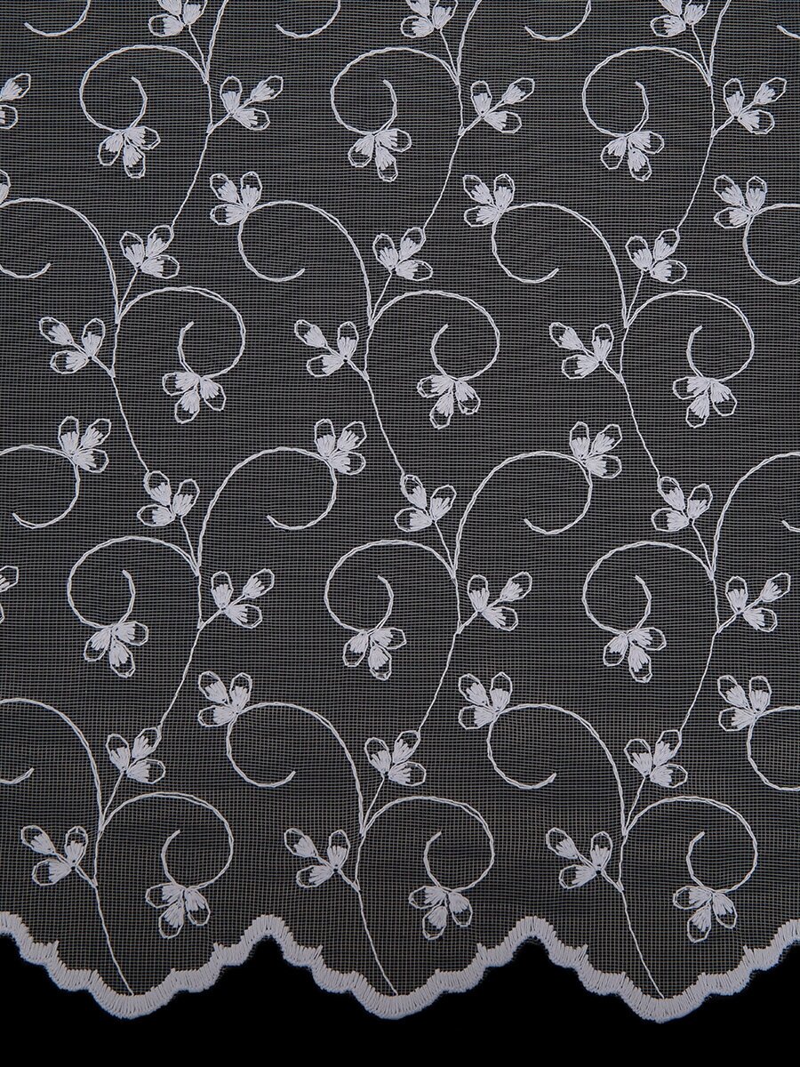Тюль сетка Amore Mio 300х270 см, 1 шт, с вышивкой цветы для гостиной, спальни, кухни дома, длинный, на шторной ленте, белый - фотография № 6