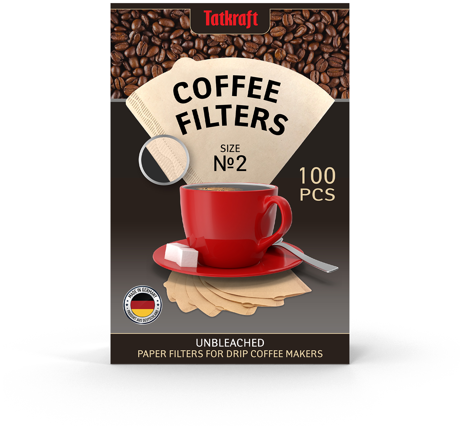 Фильтр для кофеварки TATKRAFT, бумажные, неотбеленные №2, одноразовые 100 шт