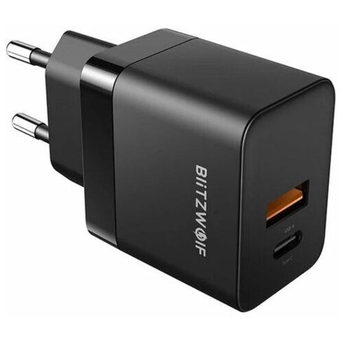Зарядное устройство сетевое BlitzWolf BW-S21 GaN Quick Charge 35 Вт Type C + USB-A - Черный