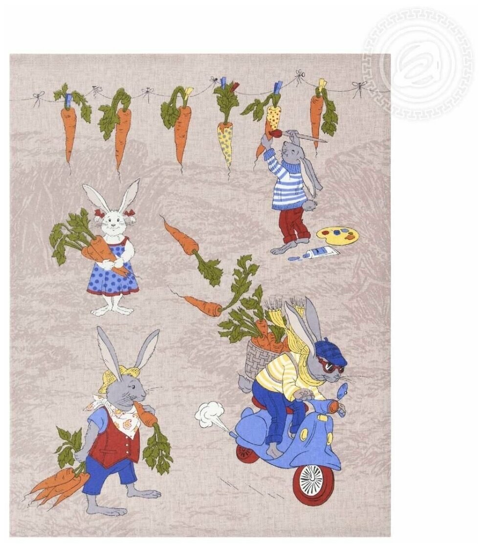 Набор кухонных полотенец «Морковкино» - рогожка (3шт - 45*60см), АртПостель, зайцы, символ года - фотография № 6