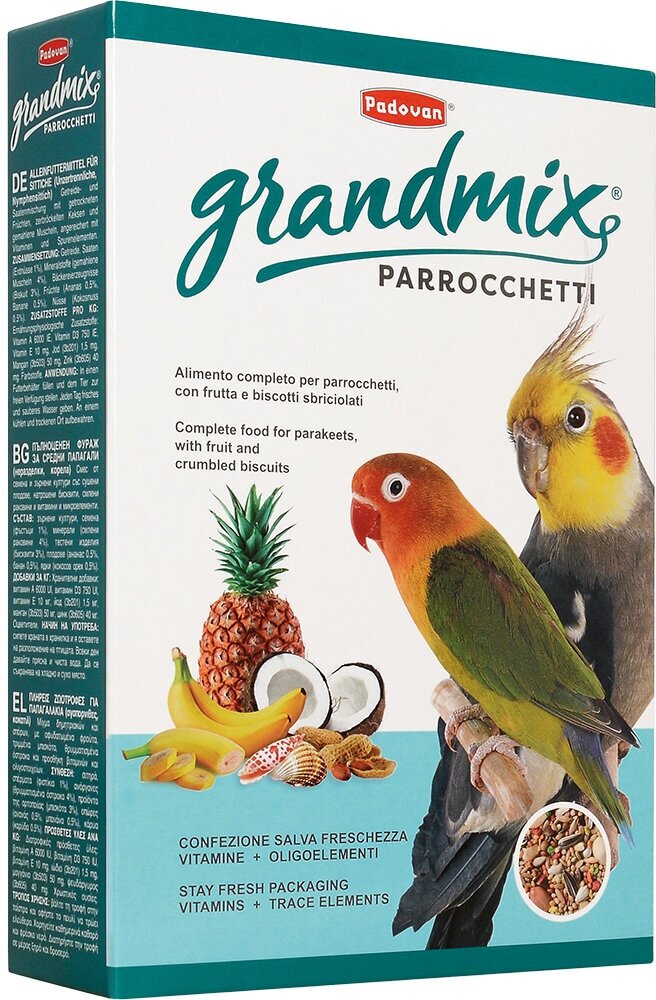 PADOVAN Корм GRANDMIX PARROCCHETTI комплексный для средних попугаев 400г