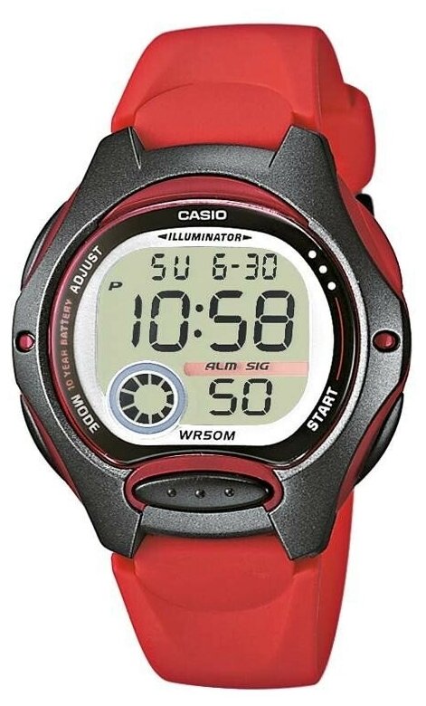 Наручные часы CASIO LW-200-4A, красный, черный