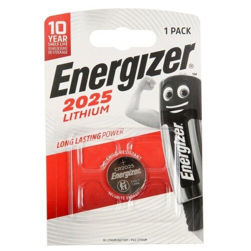 батарейка литиевая energizer lithium cr1620 3v e300844002 energizer арт e300844002 Батарейка литиевая Energizer, CR2025-1BL, 3В, блистер, 1 шт.