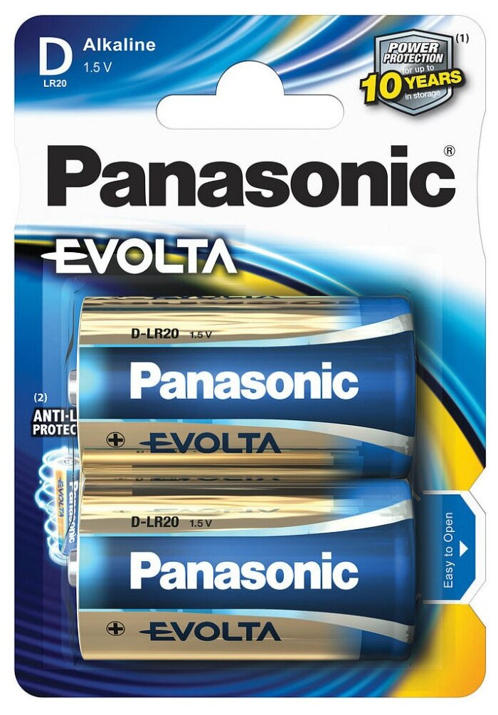 Батарейки Panasonic Evolta D Bli Alkaline, 2 шт. (LR20EGE/2BP) - фото №1